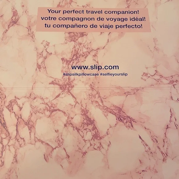 SLIP TRAVEL PILLOW, PURE SILK PILLOWCASE AND SLEEP MASK NWT NIB PINK/MARBLE - Picture 4 of 4
